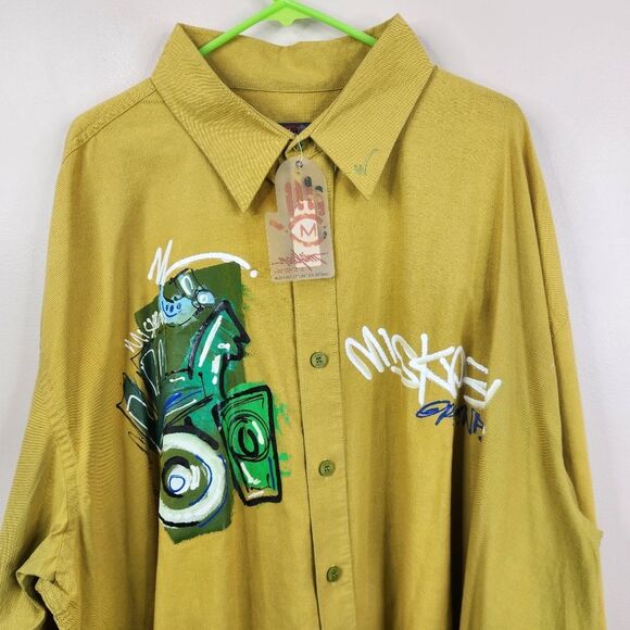 NEW Vtg Miskeen Y2K Hand Painted Long Sleeve Button Down Shirt 4X - Picture 3 of 11